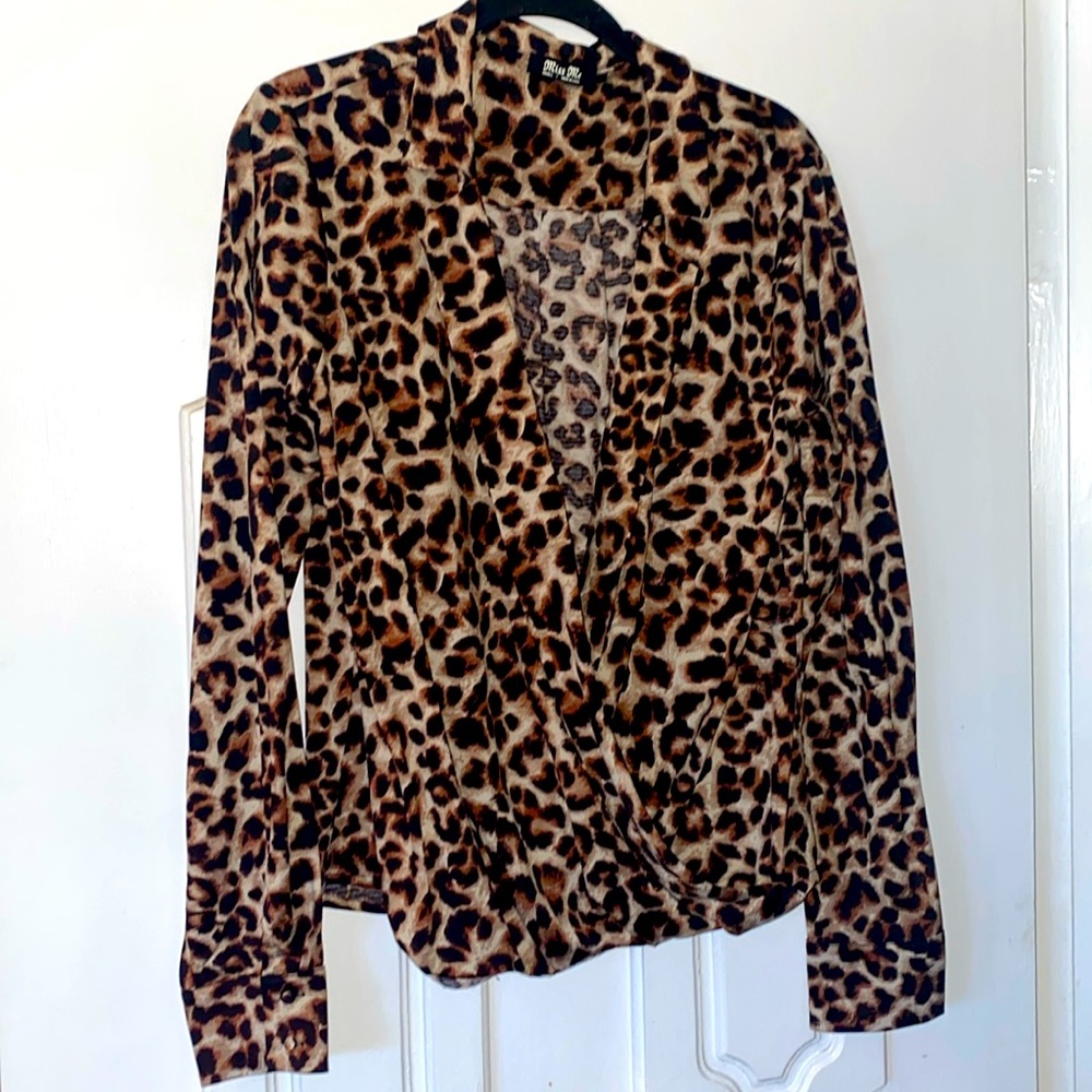 Miss Me leopard print surplice blouse